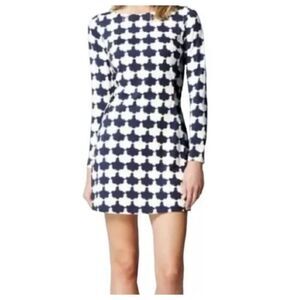 Boden Mia nautical navy & white royalcore shift dress